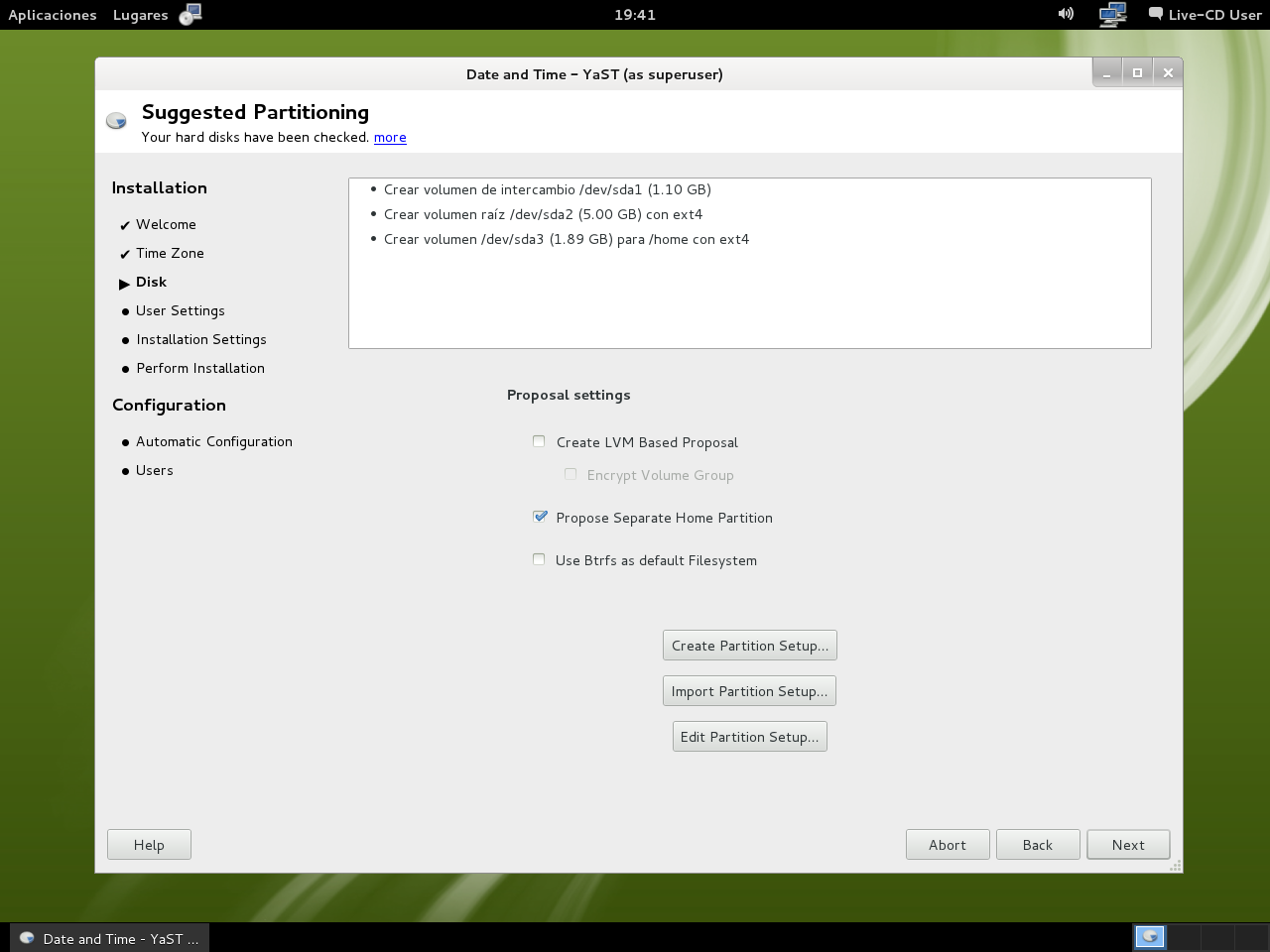 12.1 Instalación LiveCD GNOME 06 - Propuesta de particionado.png