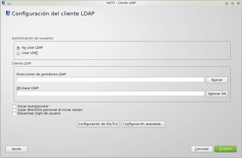 YaST - Gestión de usuarios y grupos - Configuración del cliente LDAP.png