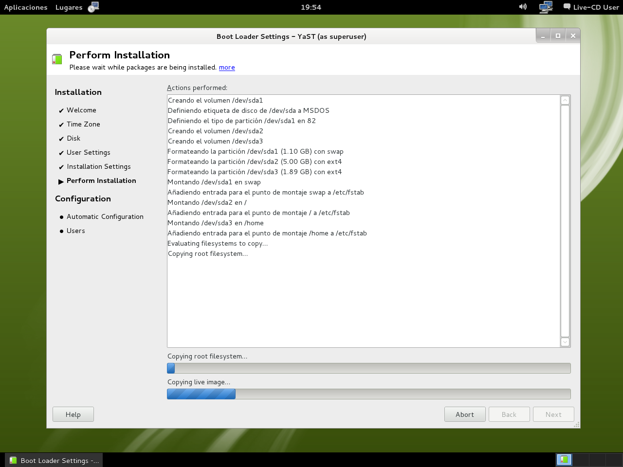 12.1 Instalación LiveCD GNOME 09.1 - Instalando - Copiando la imagen.png
