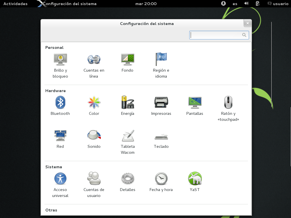 OpenSUSE 12.3 GNOME-configuracion del sistema.png