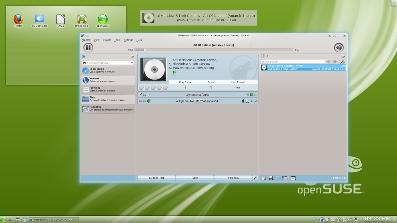 OpenSUSE 12 1 KDE Amarok.png
