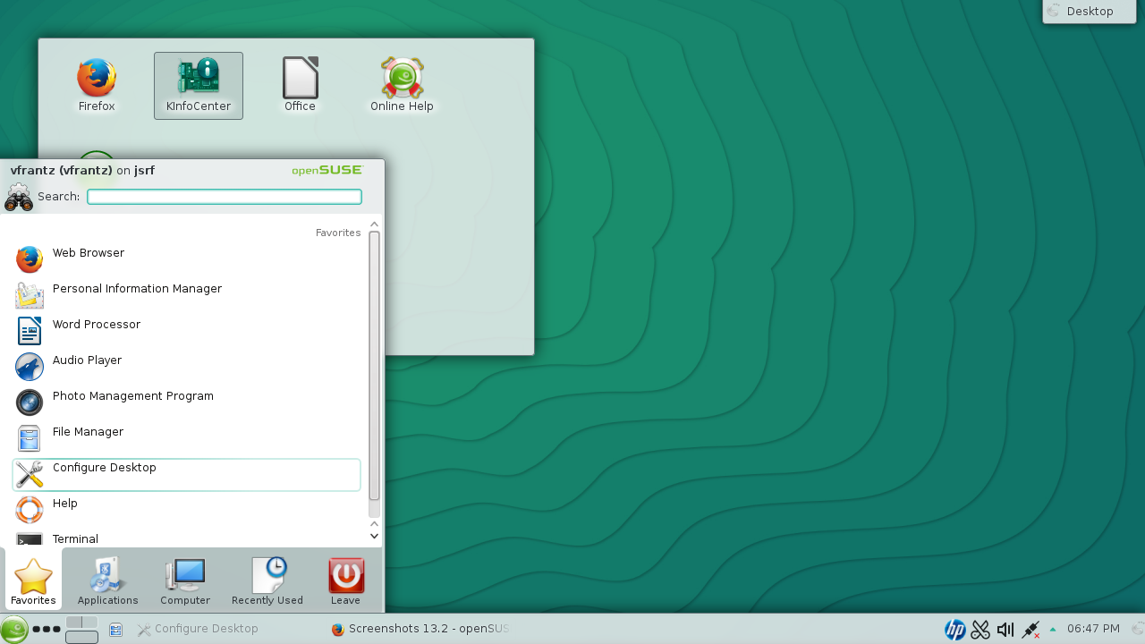 13.2 - KDE - Startup menu.png