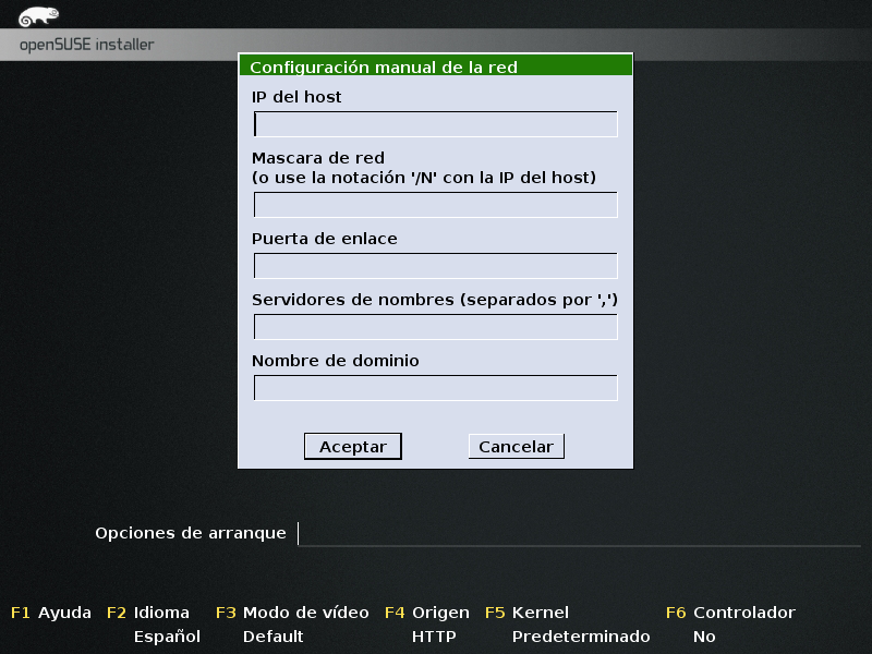 SDBInstalar openSUSE desde la red openSUSE Wiki